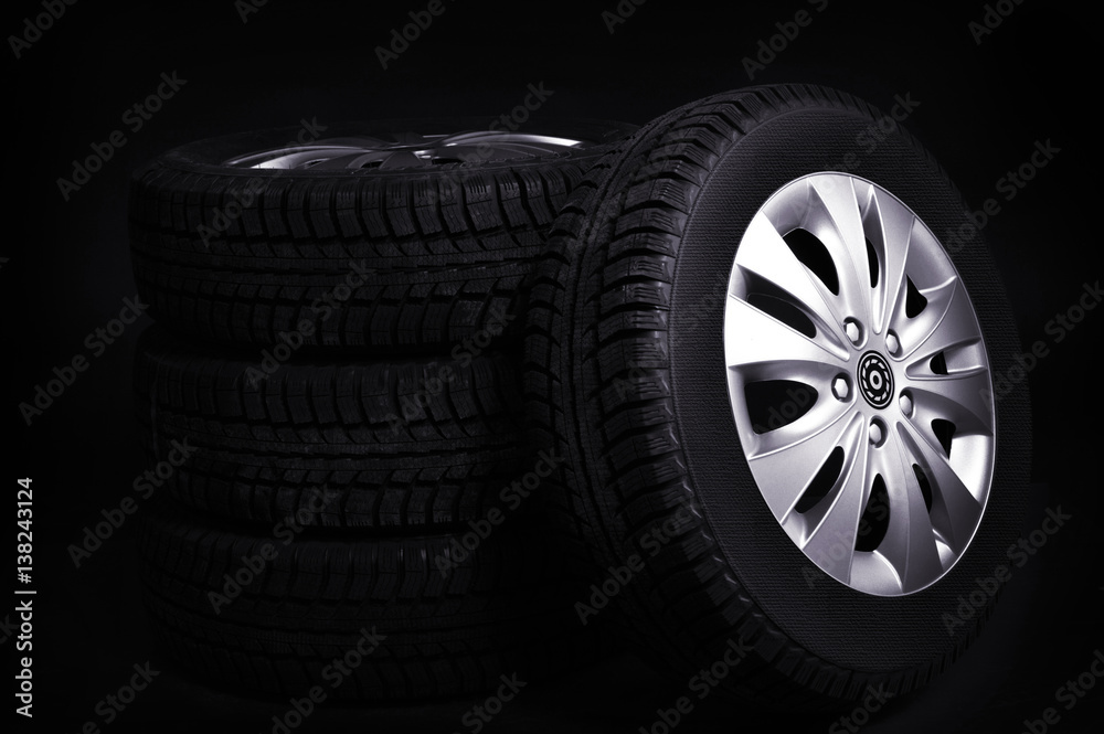 tire on a dark background