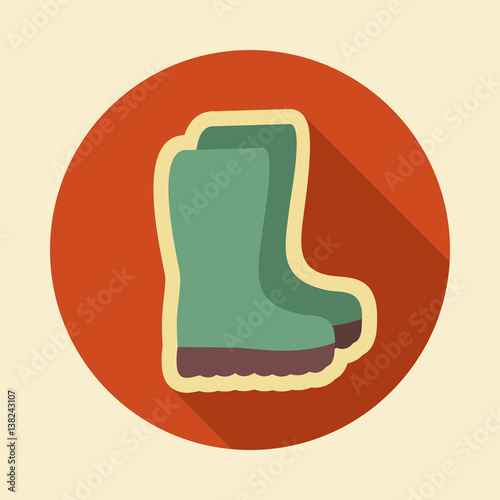 Rubber boots, gumboots, wellies flat vector icon