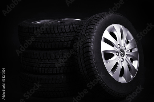tire on a dark background