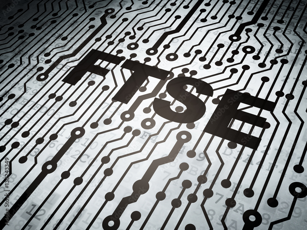 Stock market indexes concept: circuit board with FTSE Stock market indexes concept: circuit board with FTSE