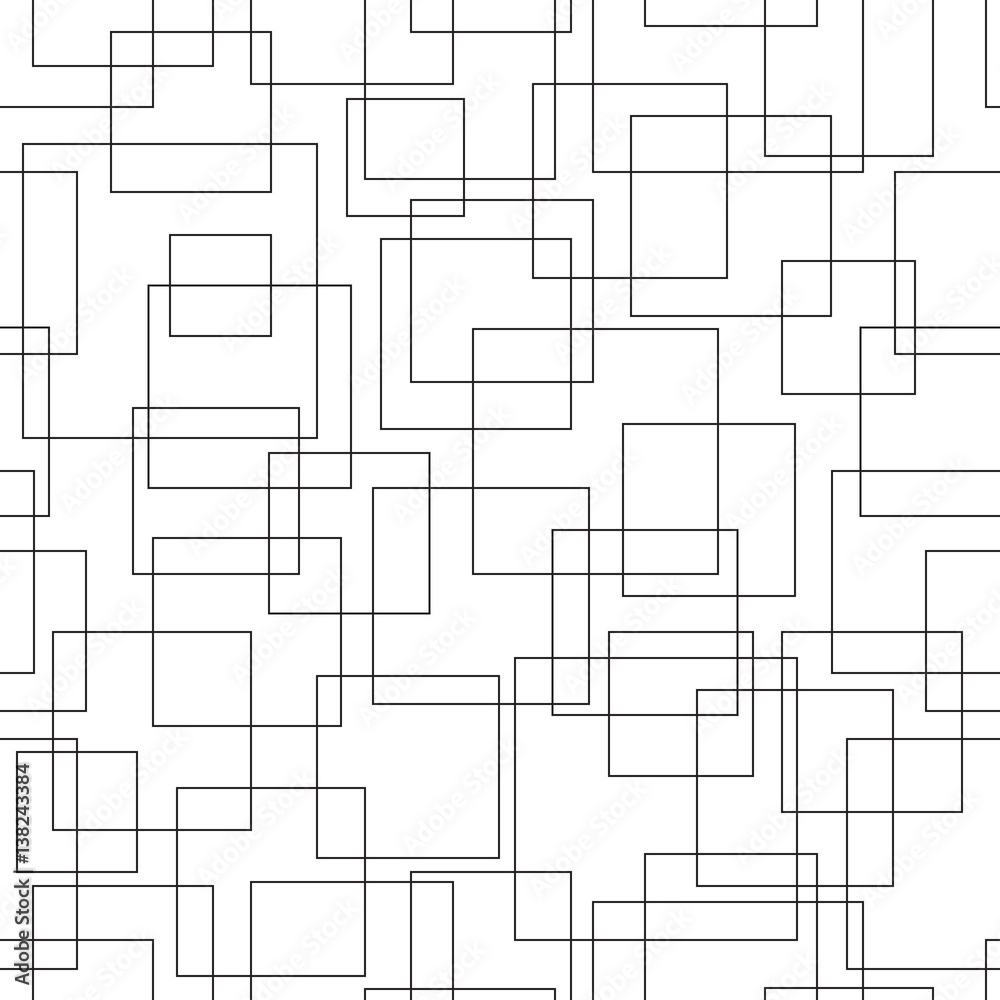 Abstract geometric seamless pattern with intersecting linear squares