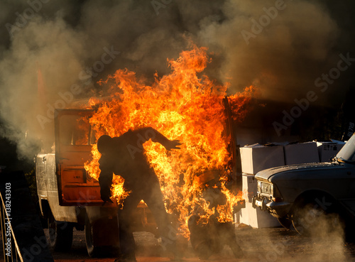 car explosion on a show