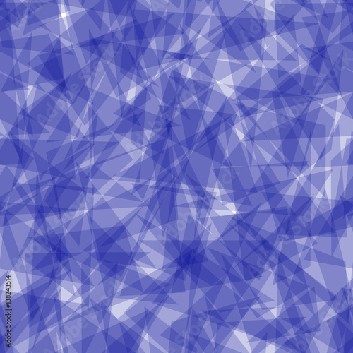 Abstract geometric seamless vector pattern. Broken glass imitation. Irregular scattered blue triangles.