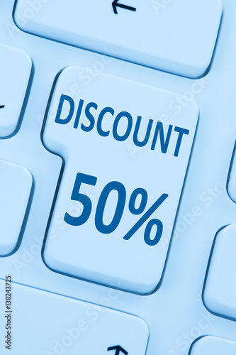 50% fifty percent discount button coupon sale online shopping internet shop photo