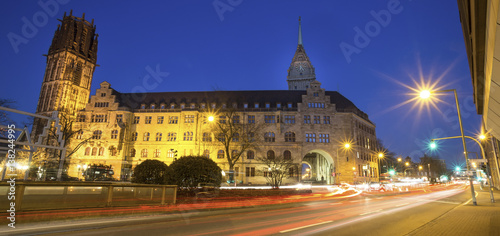 historic townhall and salvator church duisburg germany in the evening
