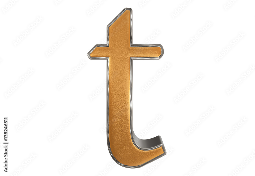 Lowercase letter T, isolated on white, with clipping path, 3D illustration Lowercase letter T, isolated on white, with clipping path, 3D illustration