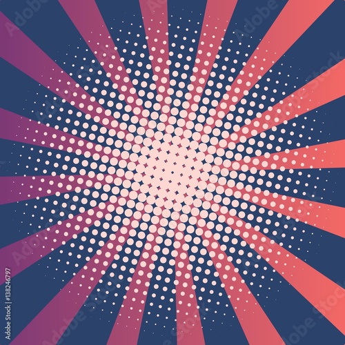 Abstract creative concept vector comic pop art style blank, layout template with clouds beams and isolated dots pattern on background. For sale banner, empty bubble, illustration halftone book design