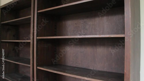 Empty Old Wooden Book Shelves.