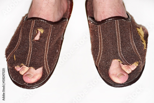 Leaky brown slippers.