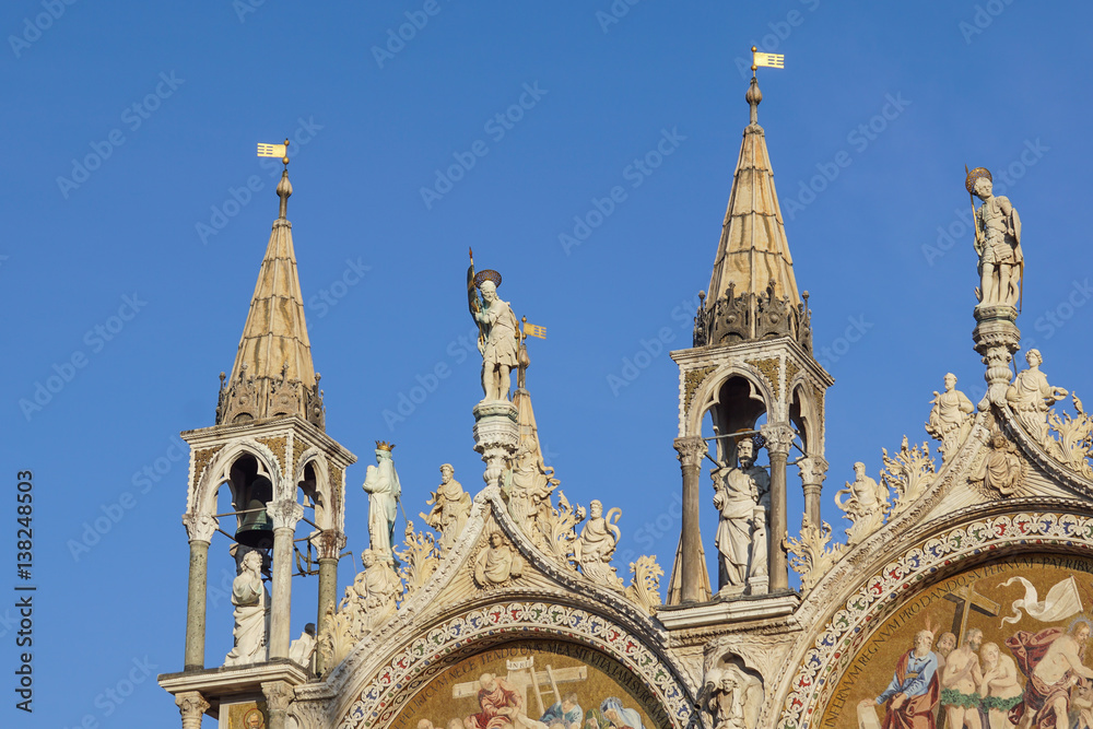 Detail of a facade of a church inside the ancient town of Venice , European Capital of Culture