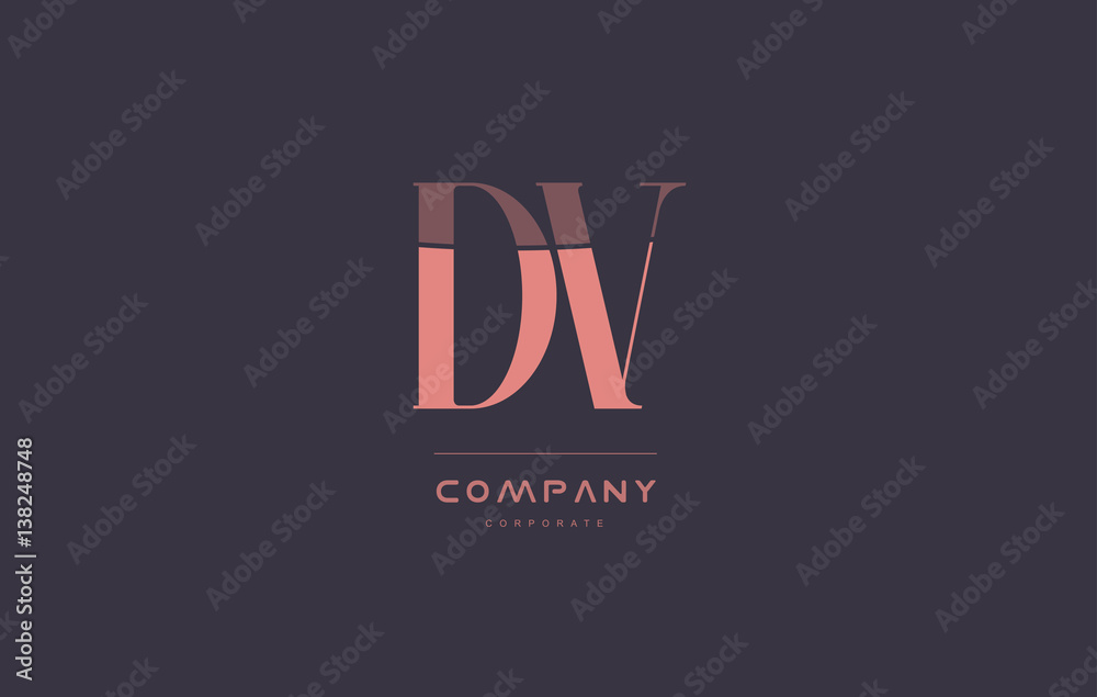 dv d v pink vintage retro letter company logo icon design