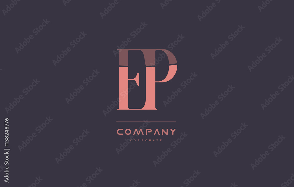 ep e p pink vintage retro letter company logo icon design