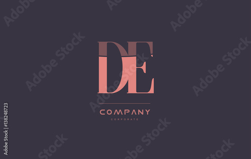 de d e pink vintage retro letter company logo icon design