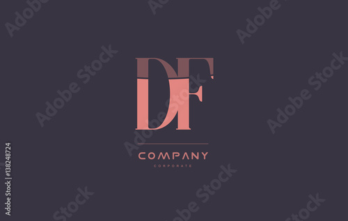 df d f pink vintage retro letter company logo icon design