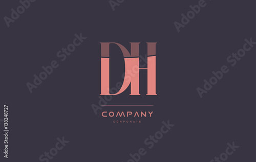 dh d h pink vintage retro letter company logo icon design
