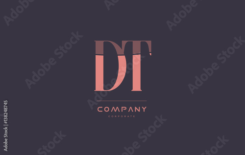 dt d t pink vintage retro letter company logo icon design