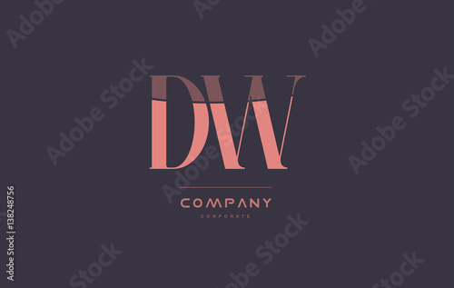 dw d w pink vintage retro letter company logo icon design