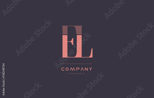 el e l pink vintage retro letter company logo icon design