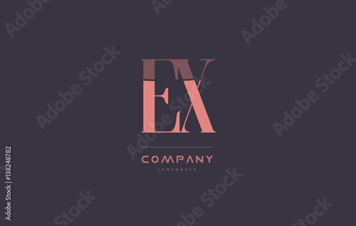 ex e x pink vintage retro letter company logo icon design