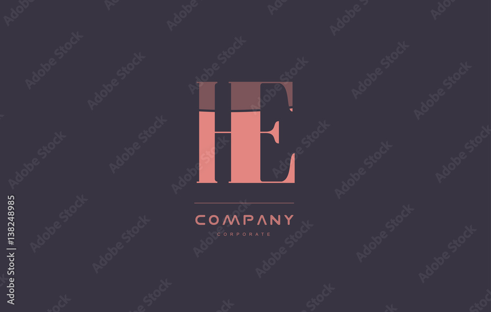 Obraz premium he h e pink vintage retro letter company logo icon design