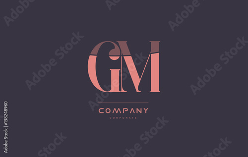 gm g m pink vintage retro letter company logo icon design