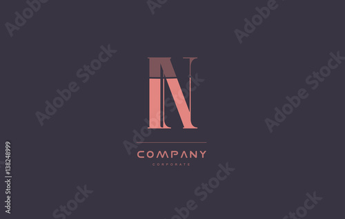 in i n pink vintage retro letter company logo icon design