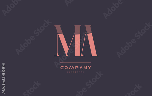 ma m a pink vintage retro letter company logo icon design