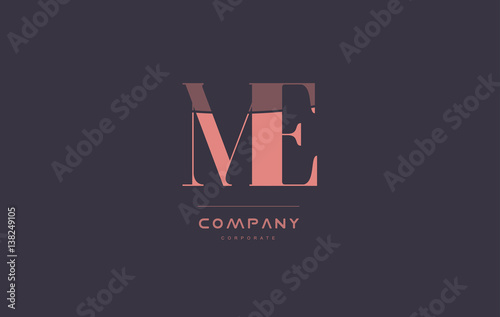 me m e pink vintage retro letter company logo icon design