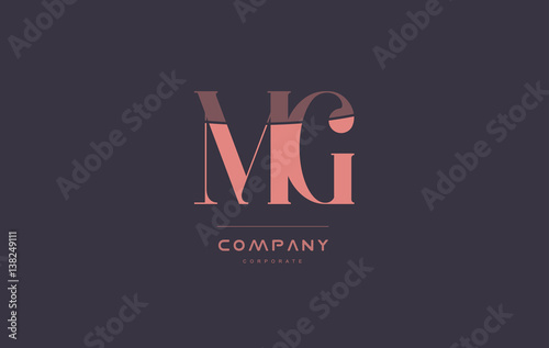 mg m g pink vintage retro letter company logo icon design