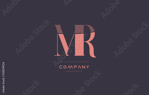 mr m r pink vintage retro letter company logo icon design