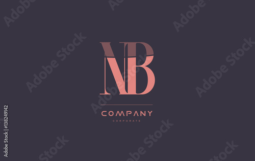 nb n b pink vintage retro letter company logo icon design