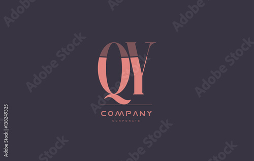 qy q y pink vintage retro letter company logo icon design