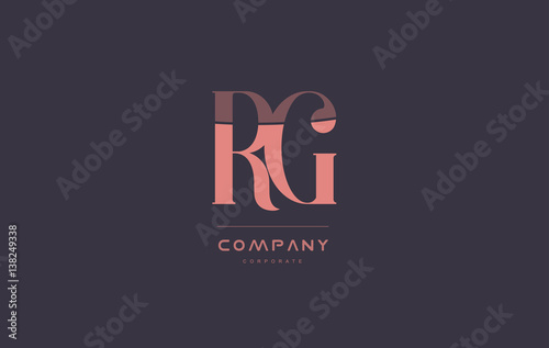 rg r g pink vintage retro letter company logo icon design