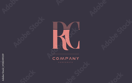 rc r c pink vintage retro letter company logo icon design
