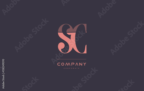 sc s c pink vintage retro letter company logo icon design