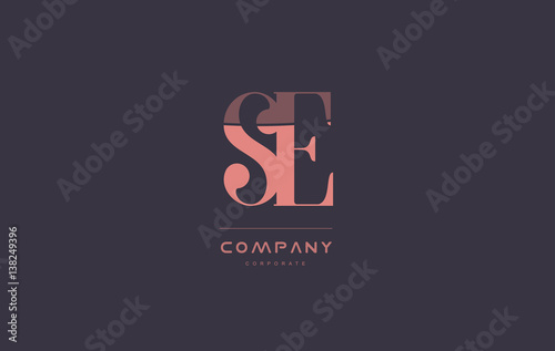 se s e pink vintage retro letter company logo icon design