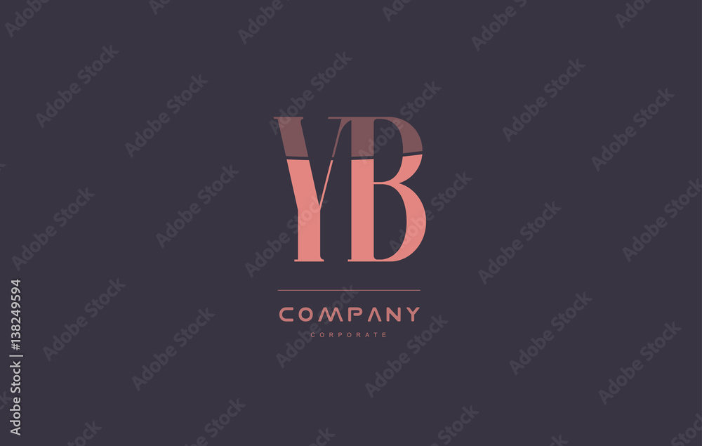 yb y b pink vintage retro letter company logo icon design