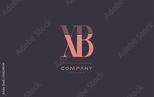 xb x b pink vintage retro letter company logo icon design