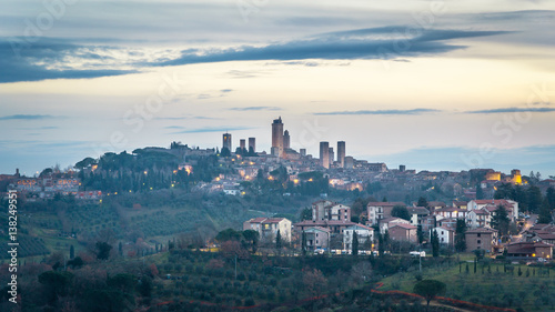 San-Giminiano, Tuscany, Italy. Foggy morning