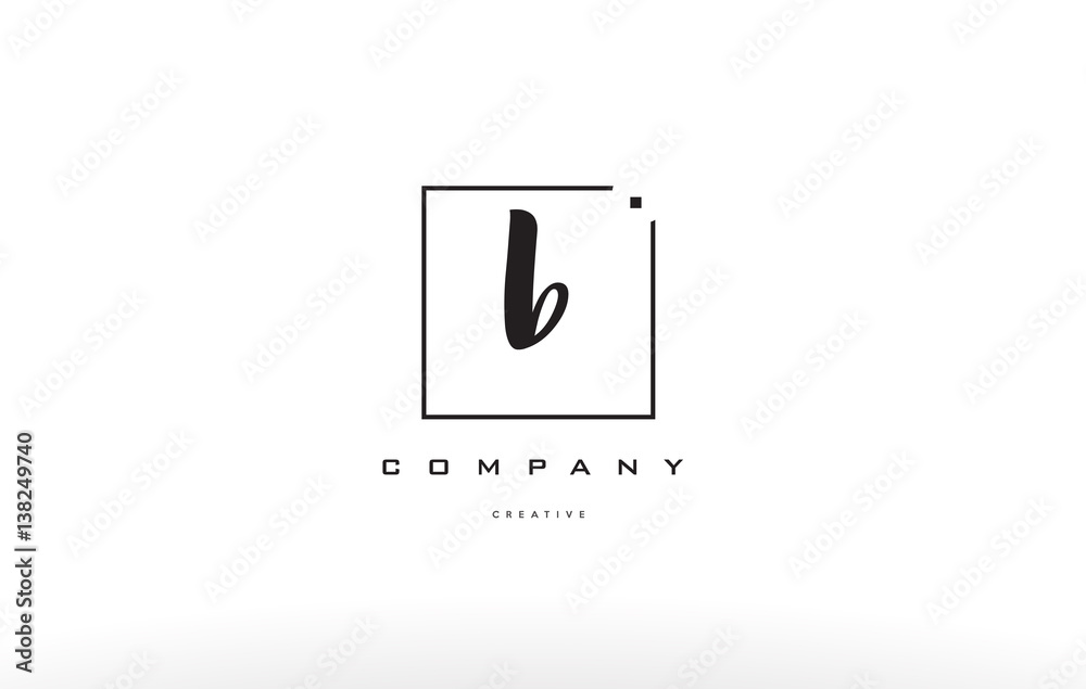 b hand writing letter company logo icon design