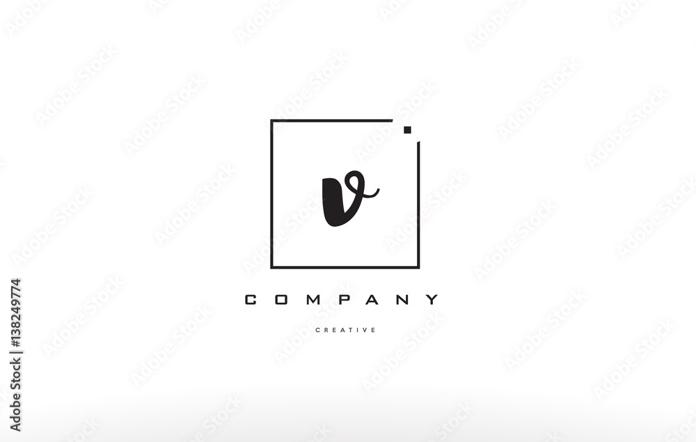 v hand writing letter company logo icon design
