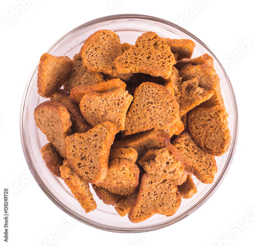 bread croutons on a white background photo