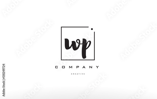 wp w p hand writing letter company logo icon design