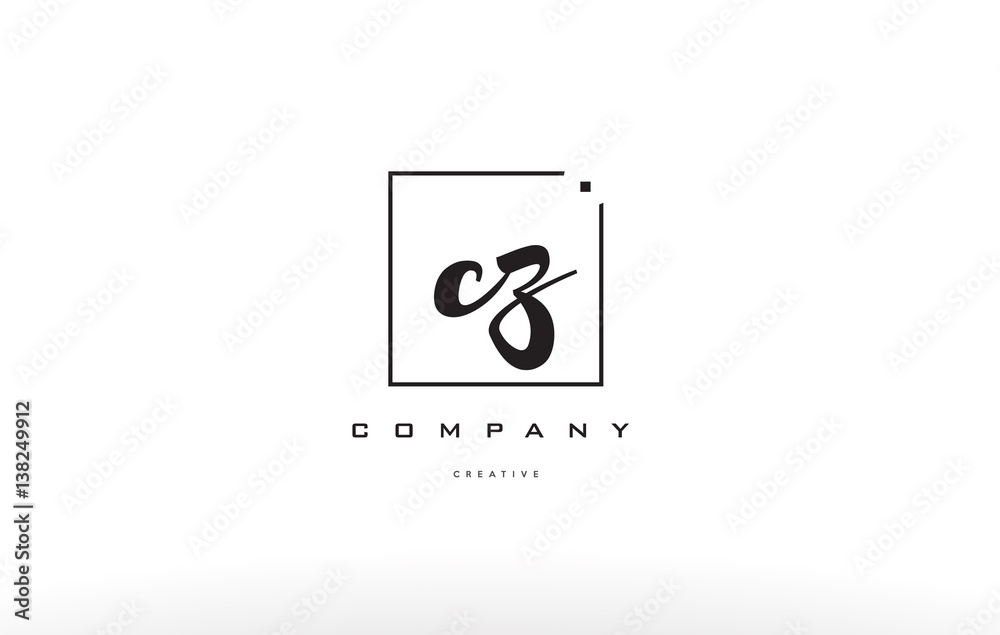 cz c z hand writing letter company logo icon design