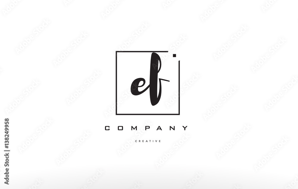 ef e f hand writing letter company logo icon design