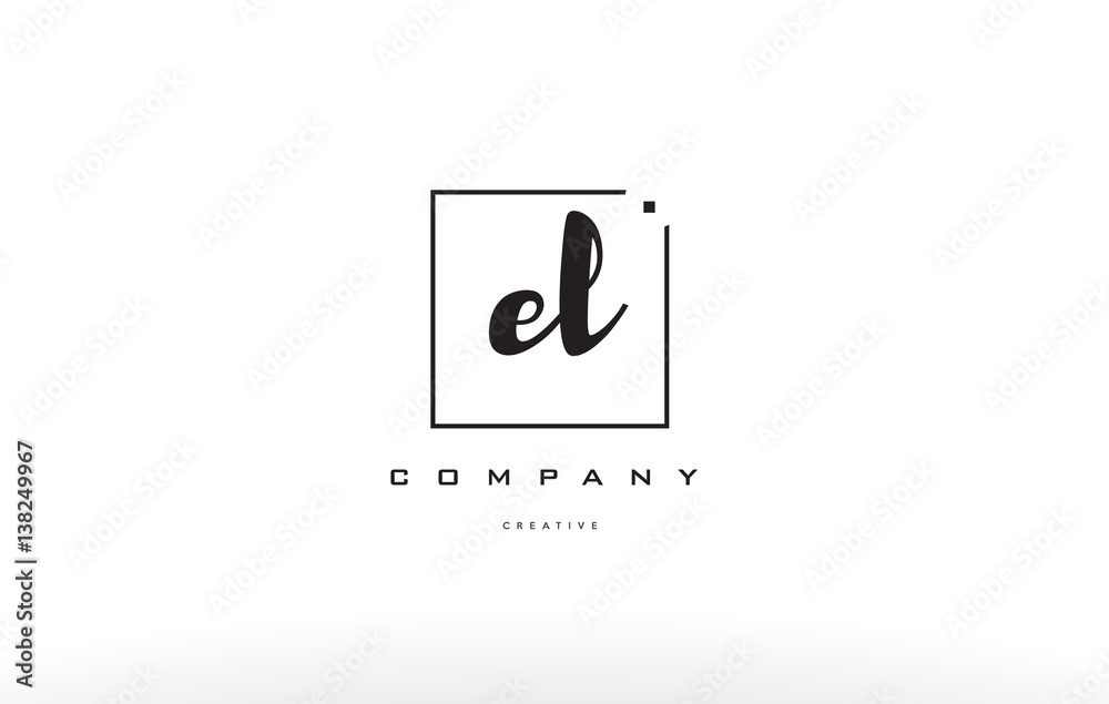 el e l hand writing letter company logo icon design