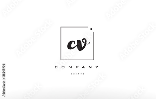 cv c v hand writing letter company logo icon design