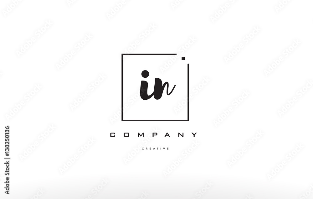 in i n hand writing letter company logo icon design