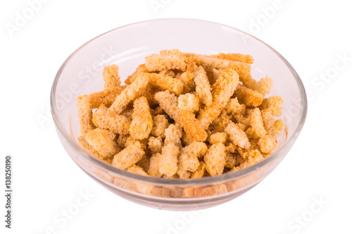 bread croutons on a white background