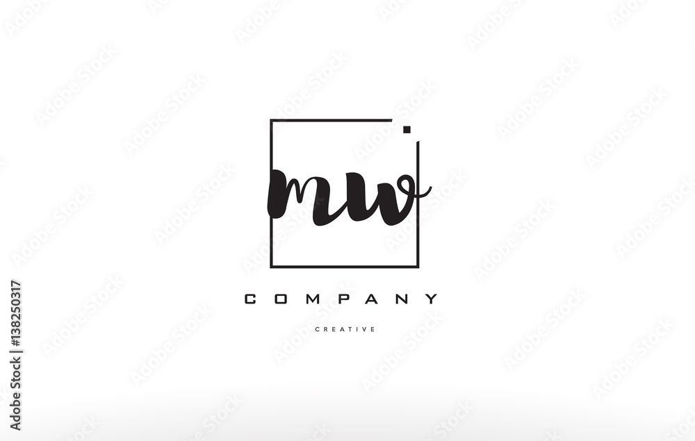 mw m w hand writing letter company logo icon design